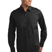 Stain Release Roll Sleeve Twill Shirt